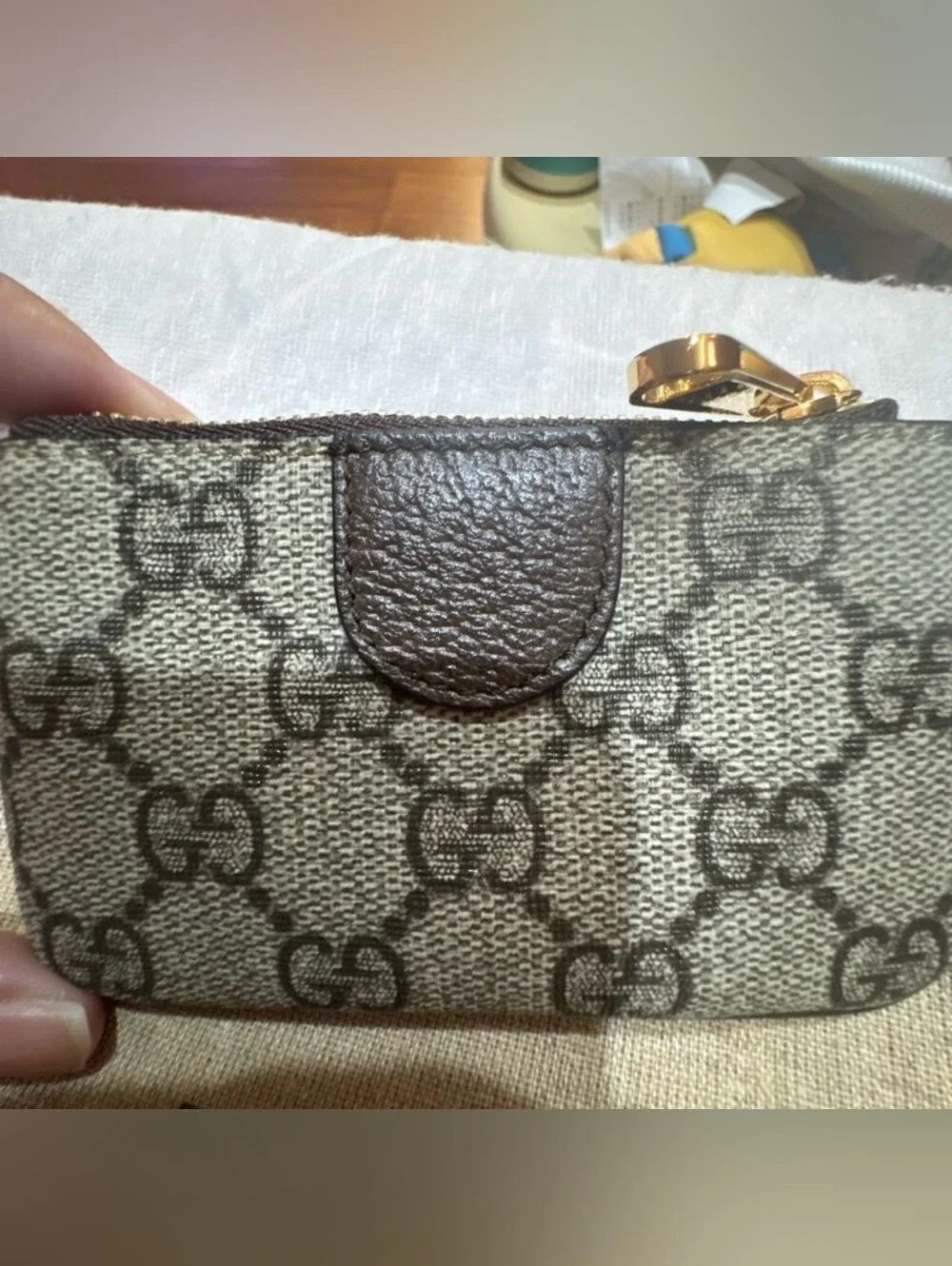 Gucci Ophidia GG Supreme Canvas Zip Key Pouch